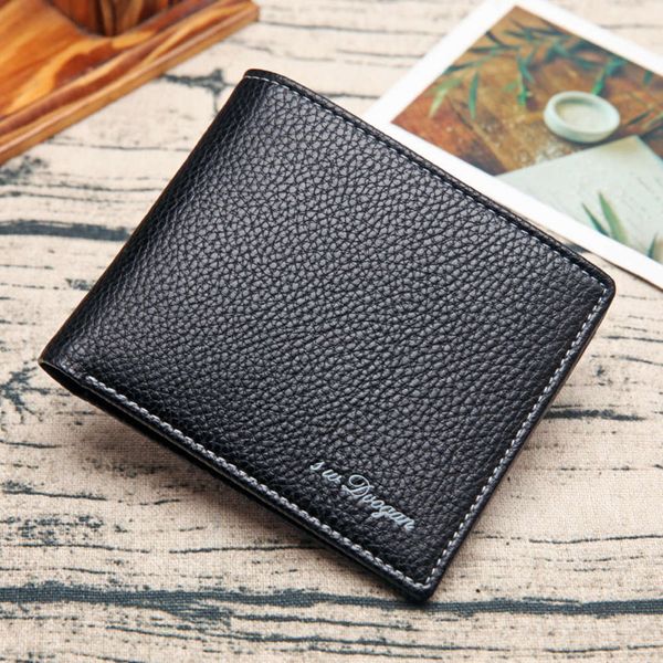 

the wallet men's litchi pattern wallet horizontal fashion simple student qian jianan, Black