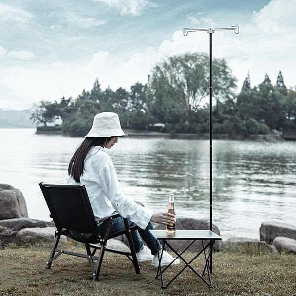 

camp furniture ly multi-purpose lantern stand foldable garden planter flag stakes with dual hanger collapasible outdoor lamp pole