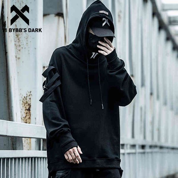 

11 bybb's dark tactical function harajuku men embroidery ninja streetwear hoodie sweatshirt cotton pullover outwear, Black