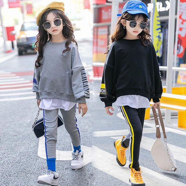 

teen girls clothing set spring suit for tracksuit 2021 sweatshirt leggings two-piece children's sports 10 12 13 y sets, White