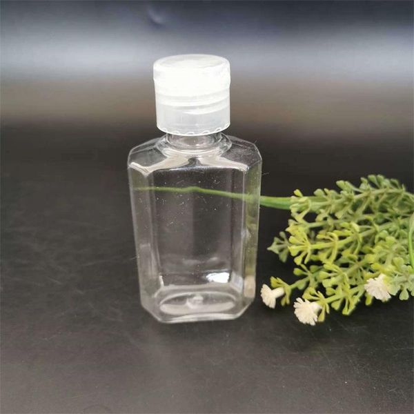 Bottiglie di stoccaggio 60 ml ottagonale imbottigliamento separato disinfettante per le mani vuoto PET Flip Cap bottiglia di estrusione da viaggio portatile trasparente spremuto RH04875