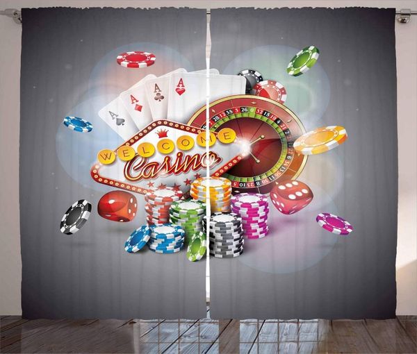 

curtain & drapes poker tournament curtains welcome to casino colorful chips and cards dice roulette win jackpot living room bedroom window