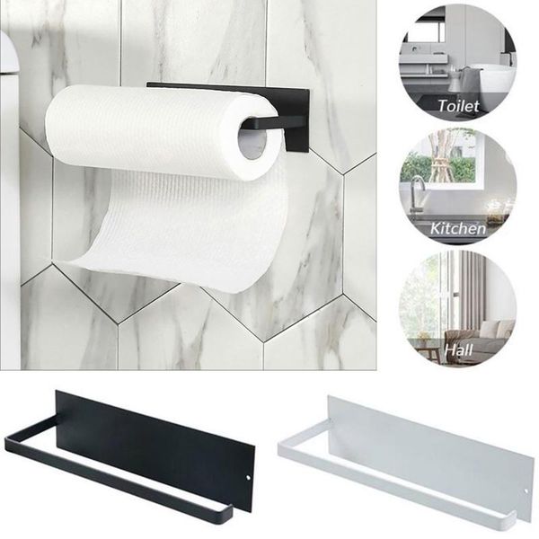 

toilet paper holders iron shelf non perforated towel holder hanger roll fresh film storage rack wall hanging