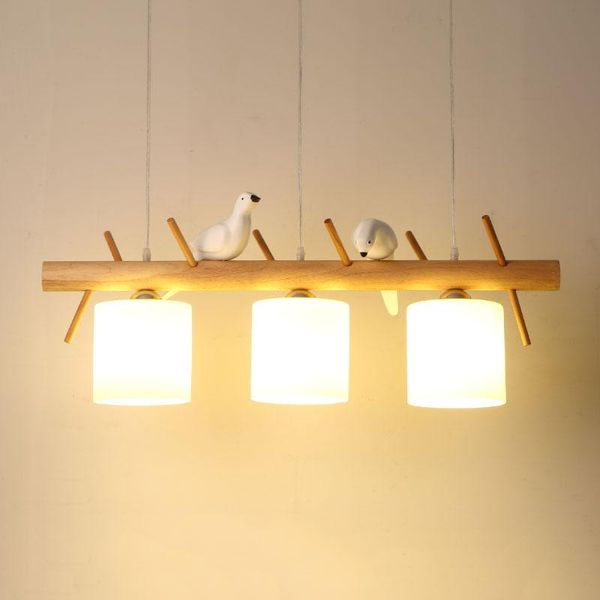 

pendant lamps japan solid wood birds lights nordic log hanglamp living room dining bedroom bar indoor decor lighting fixtures