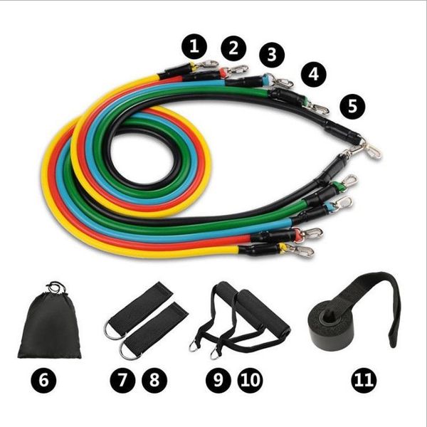 

other fashion accessories 11pcs resistance bands set yoga exercise fitness band rubber loop tube gym pilates home body training workout supp, Silver