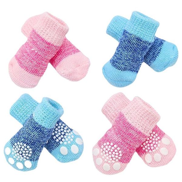 

dog apparel anti-slip pink blue socks women and men clips funny puppy small teddy dogs warm chihuahua thick cat pet knit sock