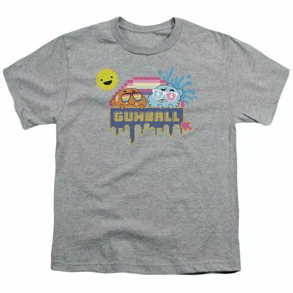 

The Amazing World of Gumball Sunshine Kids Youth T Shirt Licensed Tee Sport Gray, White;black