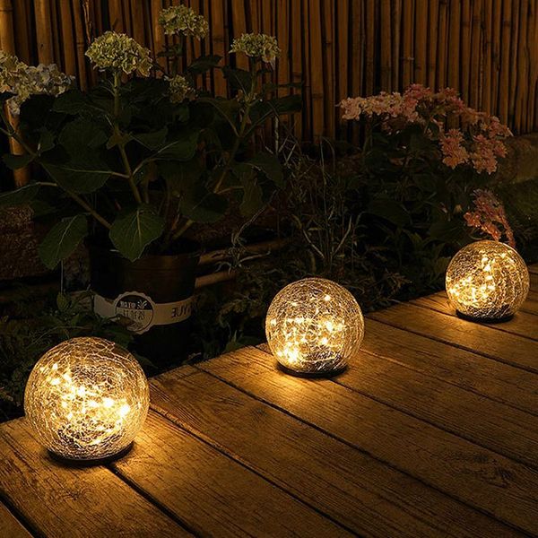 

creative led solar light outdoor lighting powered waterproof lawn lamp garden decor roadside glass ball crack lamps