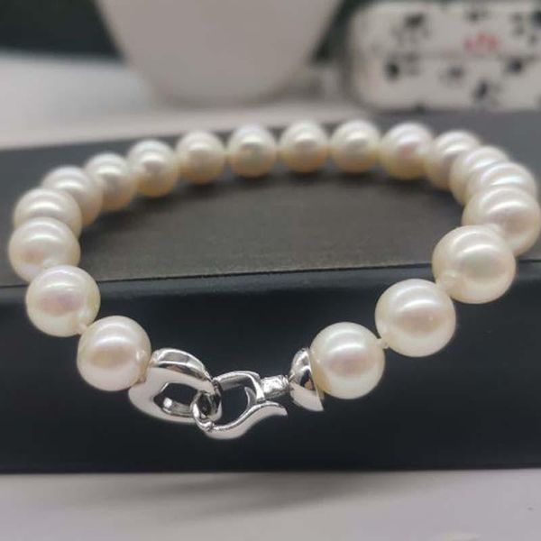 

earrings & necklace 9mm round white fresh water pearl bracelet or sets can customized, Silver