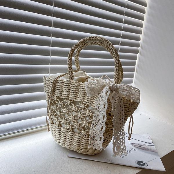 

evening bags 2021 fashion famous ladies hollow lace bow bucket handbag crossbody shoulder bag sac de luxe femme