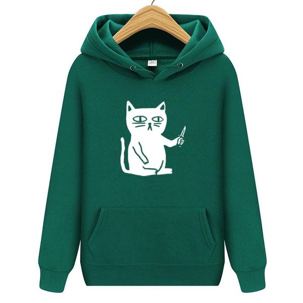 

men's hoodies & sweatshirts chaiyao pet cat fashion hoodie animal black and white print jogging women spring autumn casual hooded sport