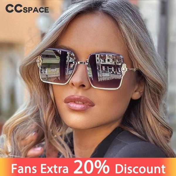 

sunglasses 53568 square luxury half frame women brand pearl fashion shades uv400 vintage glasses, White;black