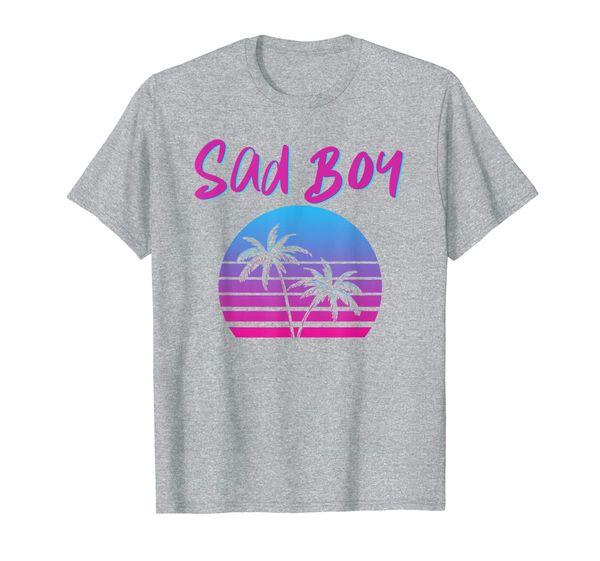 

sad boy palm tree vaporwave art retro music artists gift t-shirt, White;black