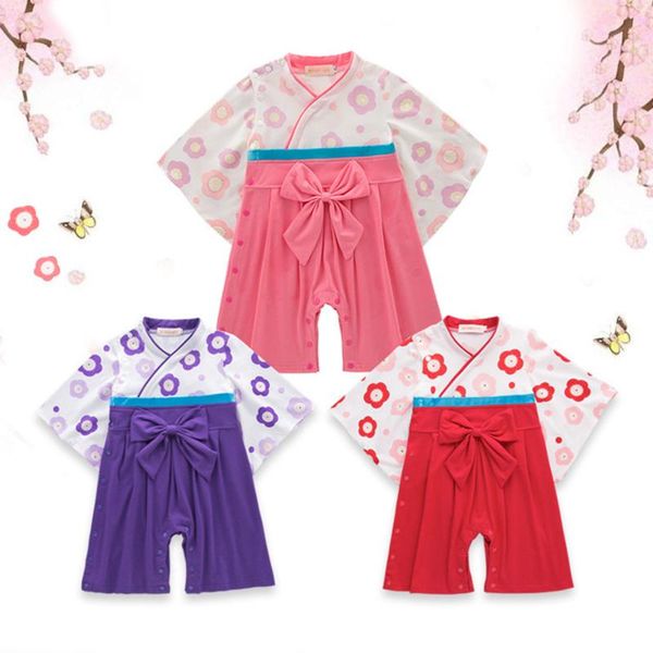 

jumpsuits kids baby boys girls clothes cotton floral kimono long sleeve romper pajamas rompers girl for babies, Blue