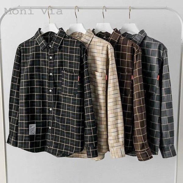 

men's casual shirts plaid long-sleeved shirt korean version of the trend spring and autumn hong kong style jacket men, White;black
