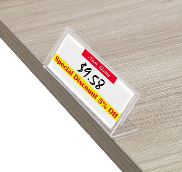 Acrílico T 3x8cm 1.5mm Clear Plastic Secreta Sinal Rótulo Rótulo Cartão Stand Titulares Titulares Preço Quadro Quadro Quadro Titular Acriar