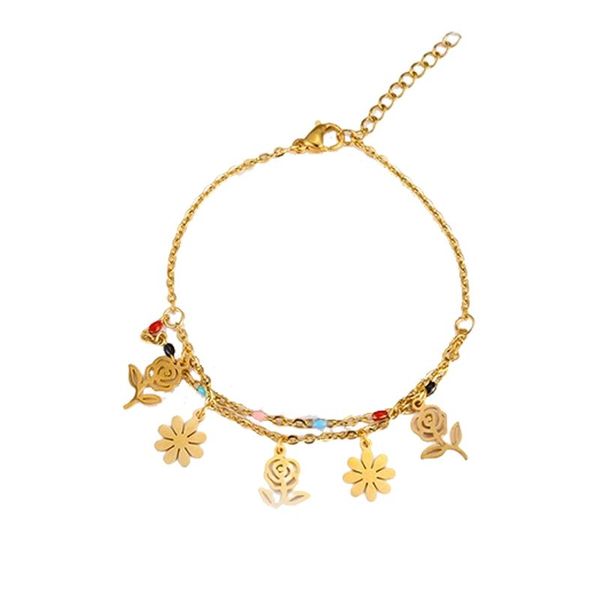 

link, chain stainless steel fashion single item bracelet stamen rose cute romantic simple gift christmas birthday party, Black