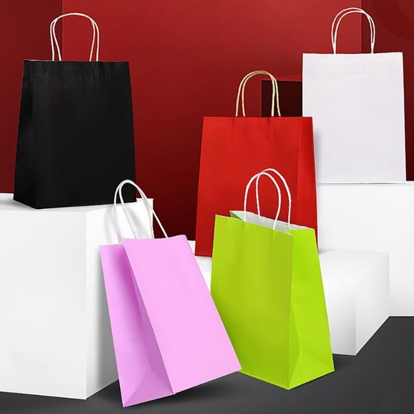 

gift wrap 10pcs simple bright paper party bags kraft candy box with handle wedding birthday package