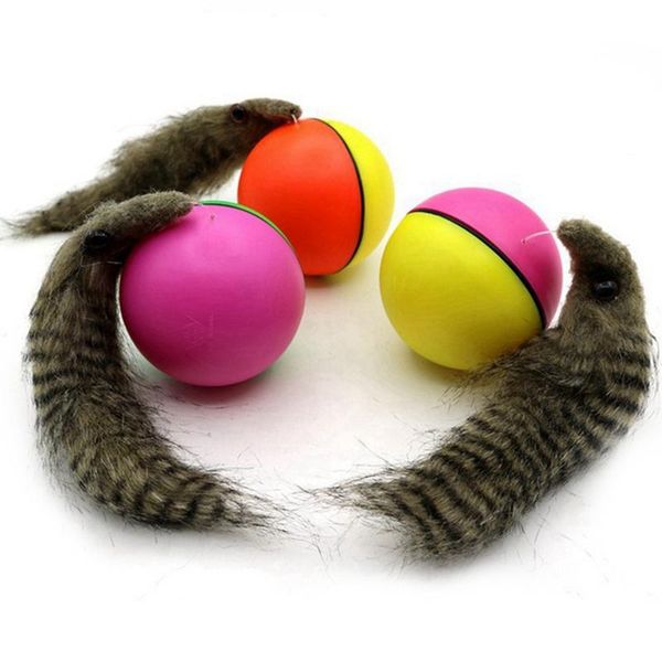 

cat toys colorful ball with feather attachment electric teaser rolling toy kitten scratch resistant pet interactive exer
