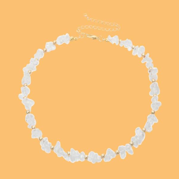 

chokers natural stone short choker necklace for women white/transparent beads chains collar 2021 fashion jewelry neck, Golden;silver