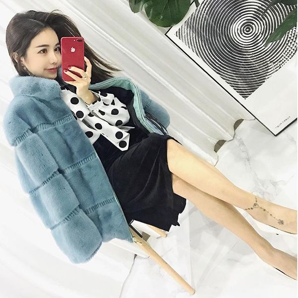 

women's fur & faux 2021 outerwear coats fashion mink jacket outwear, Black