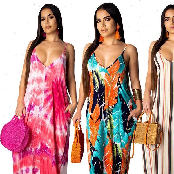 

women dress long vestidos vestido cotton v neck camis dresses for female plus size loose print striped, Black;gray