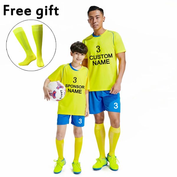 

2019 new football kits boys men soccer jerseys custom football team league tracksuit yellow balck blue orange white football set, Black