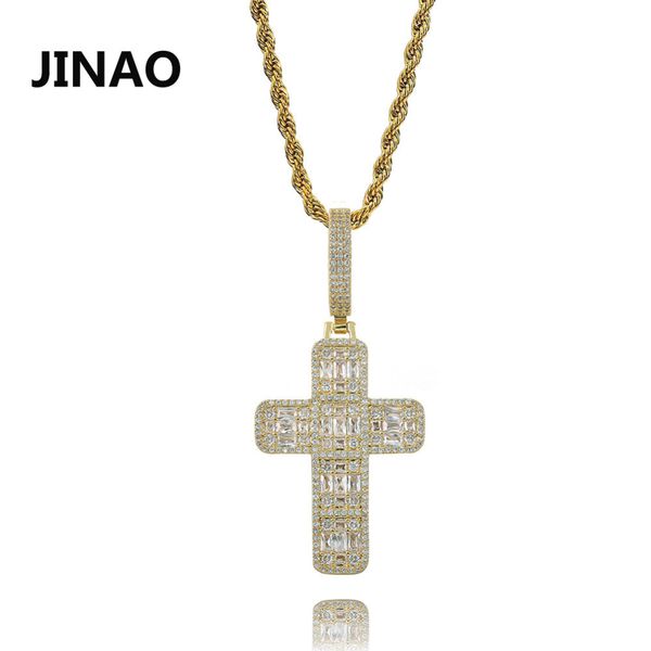

jinao new fashion cross pendant necklace cubic zircon iced out chain hip hop jewelry for man women gifts x0509, Black