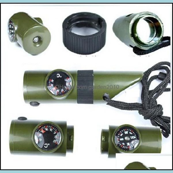 

outdoor gadgets hiking and cam & sports outdoors 7 in 1 mini sos survival kit whistle with compass thermometer flashlight magnifier tools dr