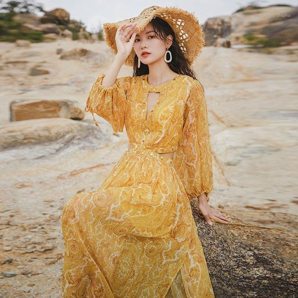 

bohemian dress women sanya travel clothes beach skirt seaside po holiday fairy super two piece, White