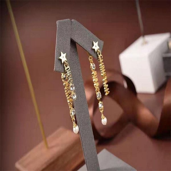 

designer jewelry new pearl letter long 925 silver needle fashion earrings for women uoqa