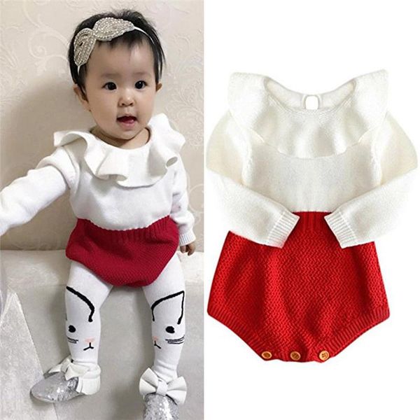 

rompers born baby girl clothing cute wool knitting long sleeve romper warm outfits clothes girls autumn 0-24m, Blue