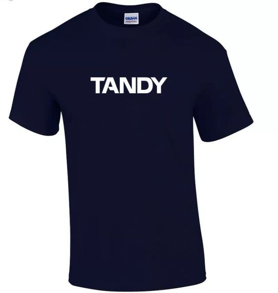 

tandy t-shirt retro 80s computer shirt cool geek cotton navy blue shirt s - 5xl, White;black
