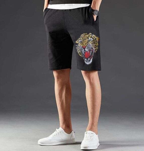 

men's shorts casual male shorts casual fashion clothes sportsuit diamond stone pants, White;black