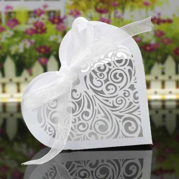 

gift wrap candy box bags laser cut w/ribbon wedding party favor