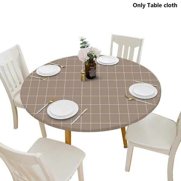 

table cloth dining polyester for round desk home decor living room with elastic band barbecue party waterproof oilproof cover