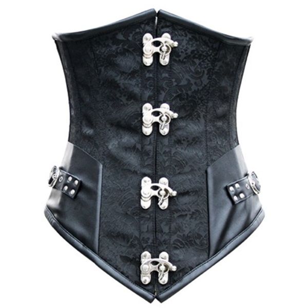 

Woman Bustiers Sexy Corset Lace up Steel Boned Black Steampunk Corselet Underbust XL, Black;white