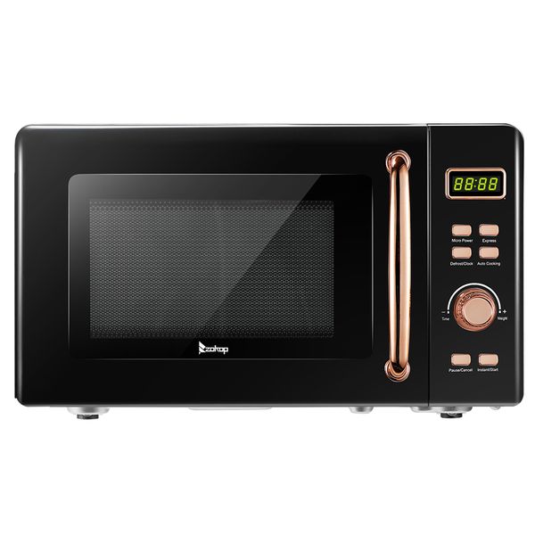 

b20uxp52 /black 20l/0.7cuft retro microwave with display/golden handle