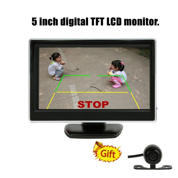 

car video 5 inch auto parking system display hd rearview mirror monitor with rear view camera support vcd dvd gps 2 inputs