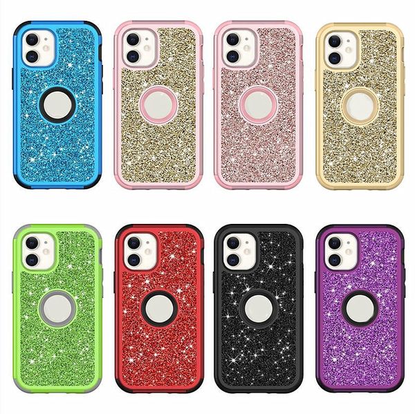 Glitter Electroplating 2in1 Diamond Custodie per telefoni cellulari Android Cover completa per iPhone 6 7 8 11 12 Pro Max X XR Samsung s20 s21 note 20 S10