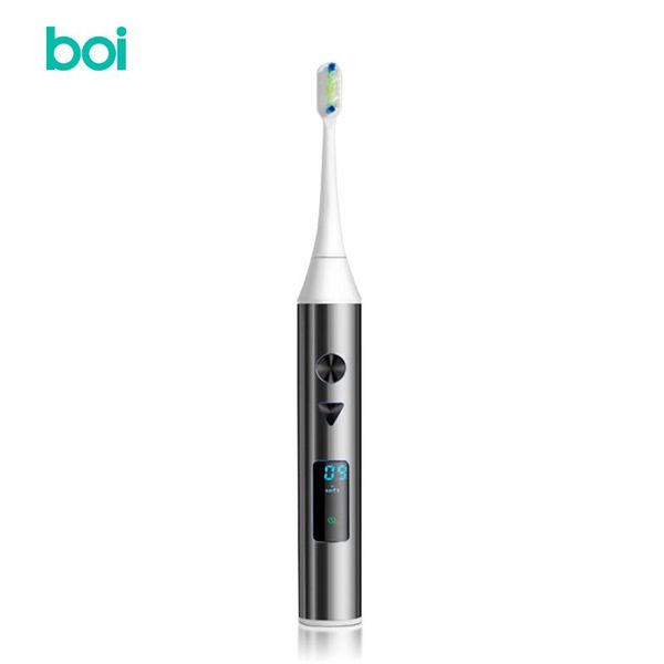 

smart electric toothbrush [boi] usb charger lcd screen quiet sensor sonic 3 mode ipx7 with replacement brushes head for adult