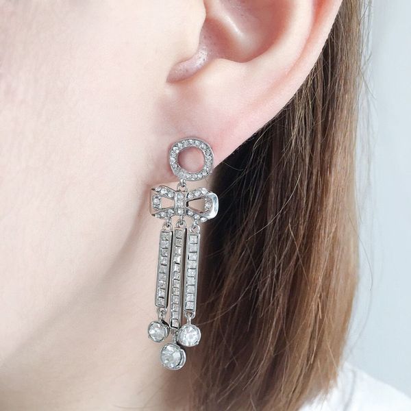

fashion hoop bow earrings aretes orecchini for women party wedding lovers gift jewelry engagement with box hb0919, Silver