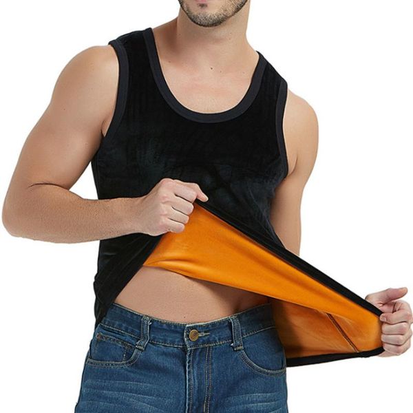 

men' tank 2021 winter seamless vest double-sided gold fine velvet thickened plus warm soft close-fitting, White;black
