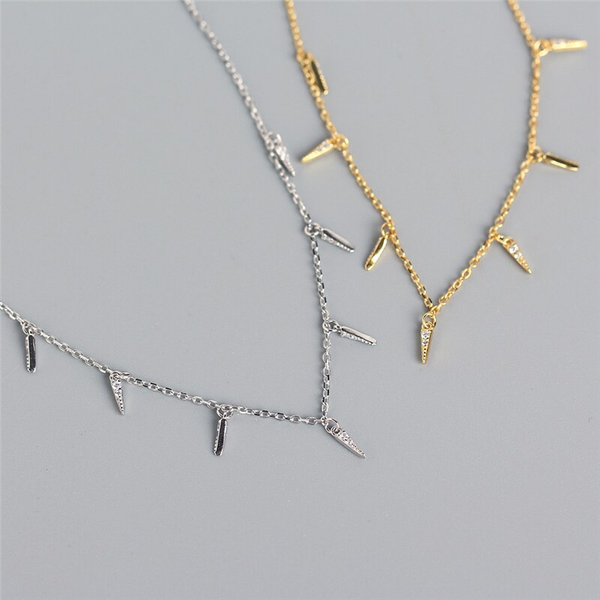 

jazaz genuine 925 sterling silver spike tassel clavicle chain charm necklace for fashion women party wedding jewelry gift chains