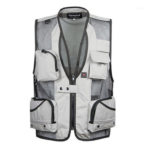 

summer thin mesh vest for men xl-5xl casual pographer work outerwear multi pocket waistcoat male sleeveless jacket1, Black;white
