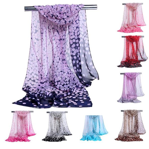

scarves fashion ladies silk scarf summer shawl polka dot all-match sunscreen chiffon 2021, Blue;gray
