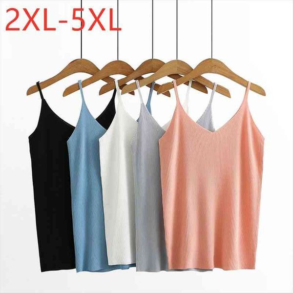 

summer plus size women camis large sleeveless slim elastic orange v neck 3xl 4xl 5xl 6xl, White