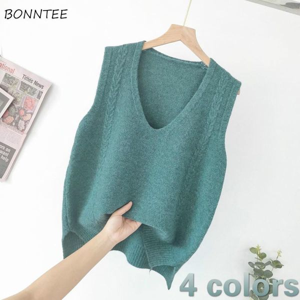 

women's vests sweater vest women v-neck sleeveless knitted fashion casual loose elegant simple chic ulzzang soft ly large size 3xl coll, Black;white