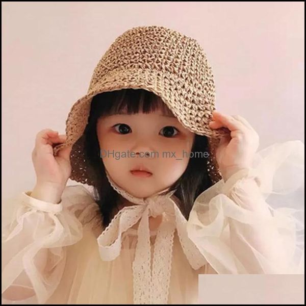 Berretti Cappelli Aessories Baby, Kids Premaman Fashion Lace Baby Hat Summer St Bow Girl Cap Beach Bambini Panama Princess And For Drop Delivery