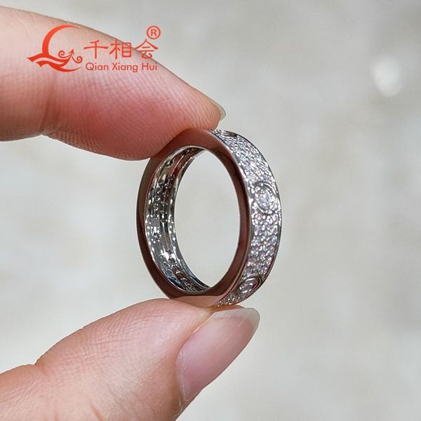 

cluster rings 14k or 18k white and yellow classic love three rows of luxury eternity ring ladies' moissanite engagement, Golden;silver